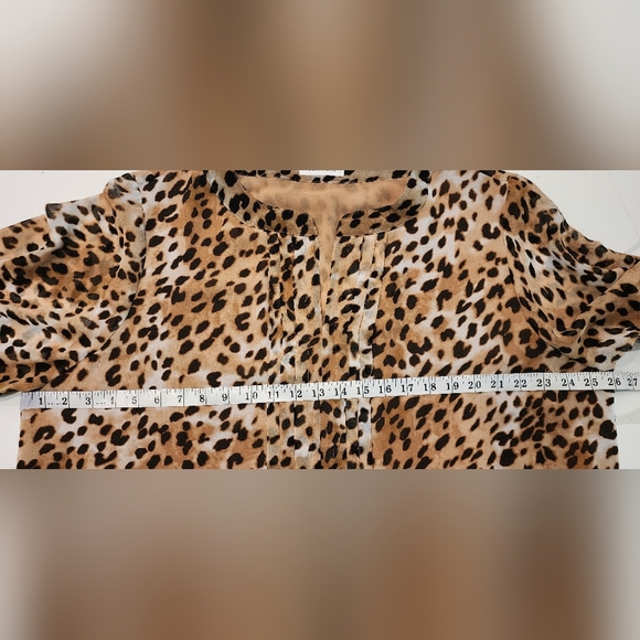 Calvin Klein Leopard Print Pintuck Tunic Long Sleeve Blouse Top Women's 18W 20W - Picture 10 of 12